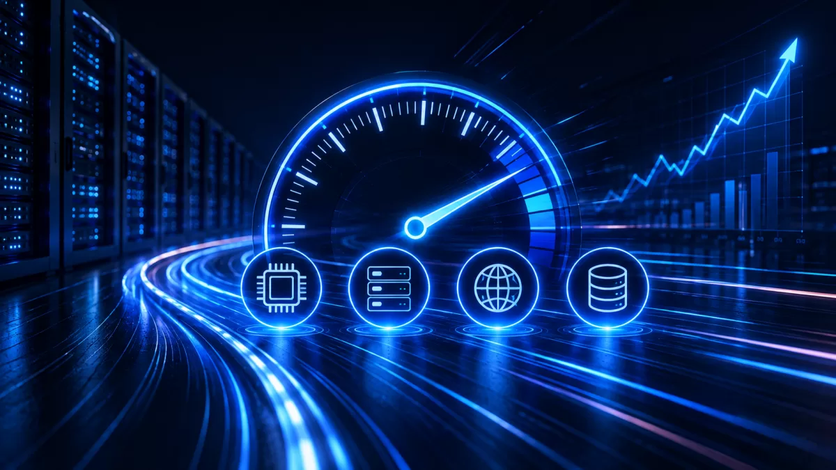 Digitaler Server mit Leistungs- und Ressourcenanzeigen