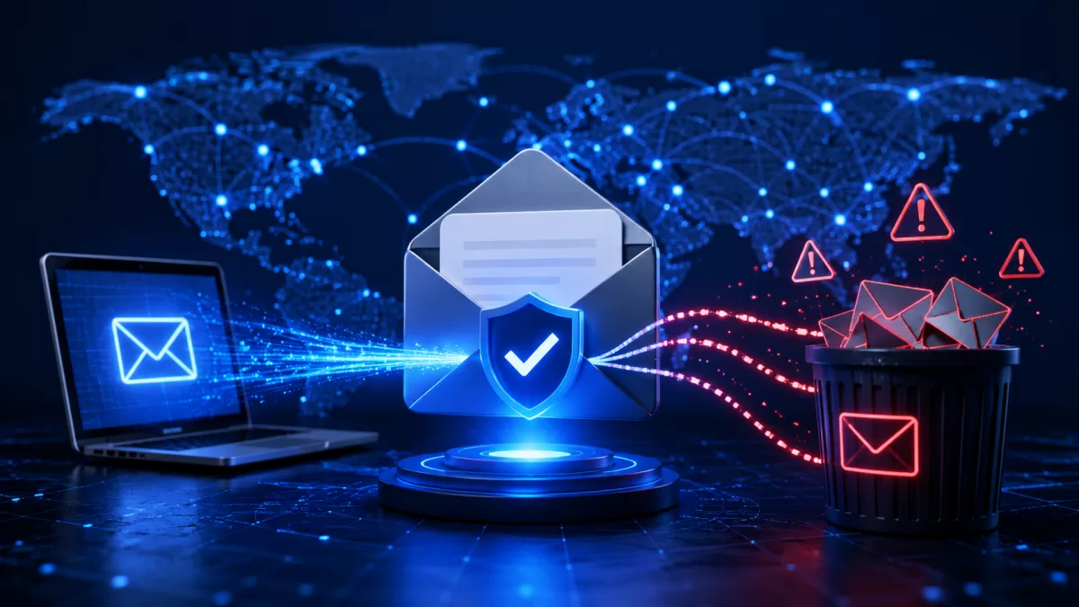Ψηφιακό email που περνά από φίλτρα αξιοπιστίας πριν φτάσει στα εισερχόμενα