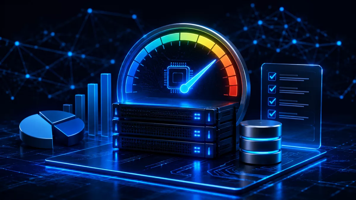 Hosting-Ressourcenanzeige mit CPU-, Speicher-, I/O- und Prozessmessern