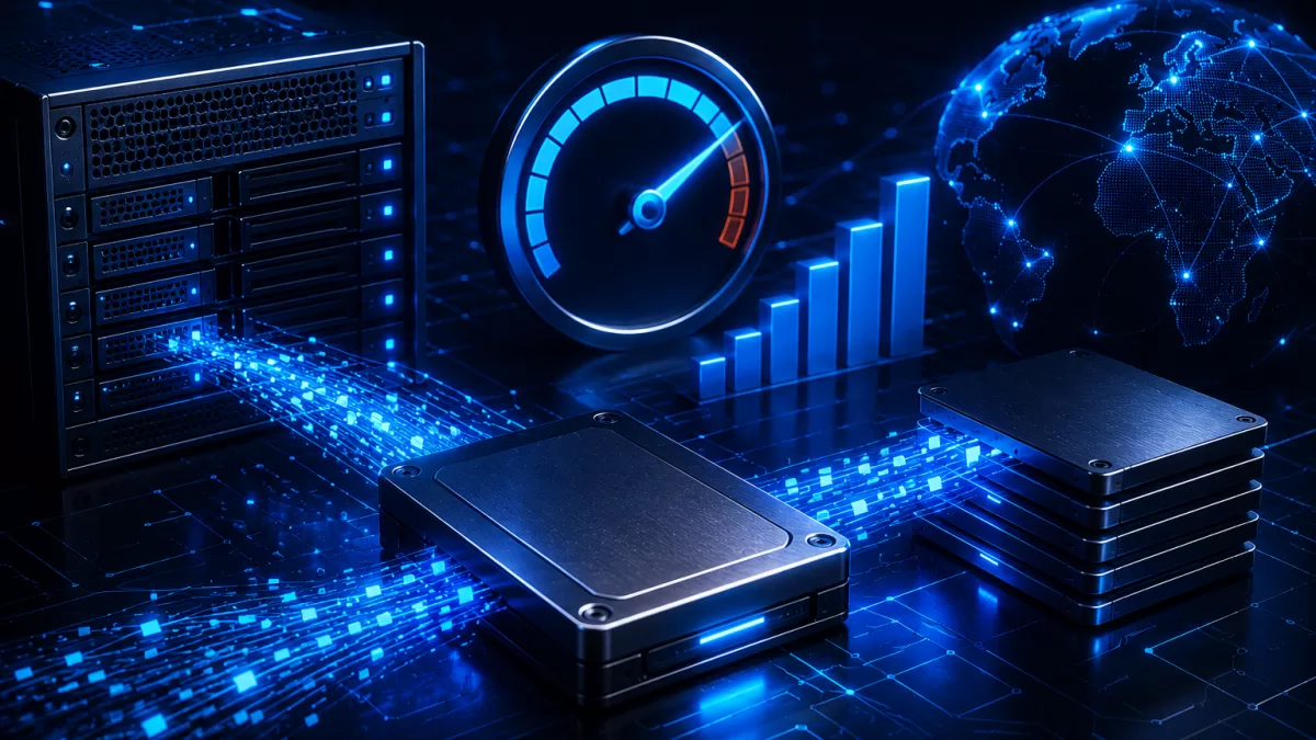 Infraestructura digital moderna que representa seguridad, redes y funcionamiento fiable
