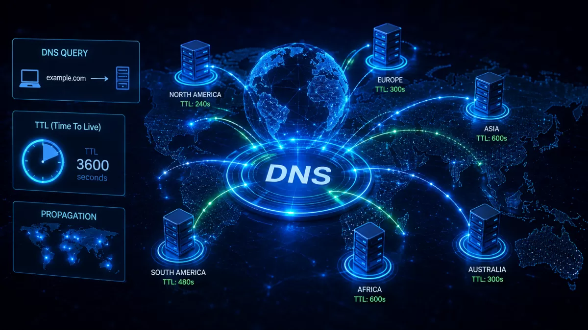 Illustration éditoriale liée au fonctionnement, à la sécurité et à l’infrastructure des services Internet